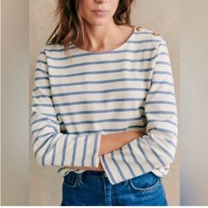 Sezane Colette Vintage Blue Striped Top